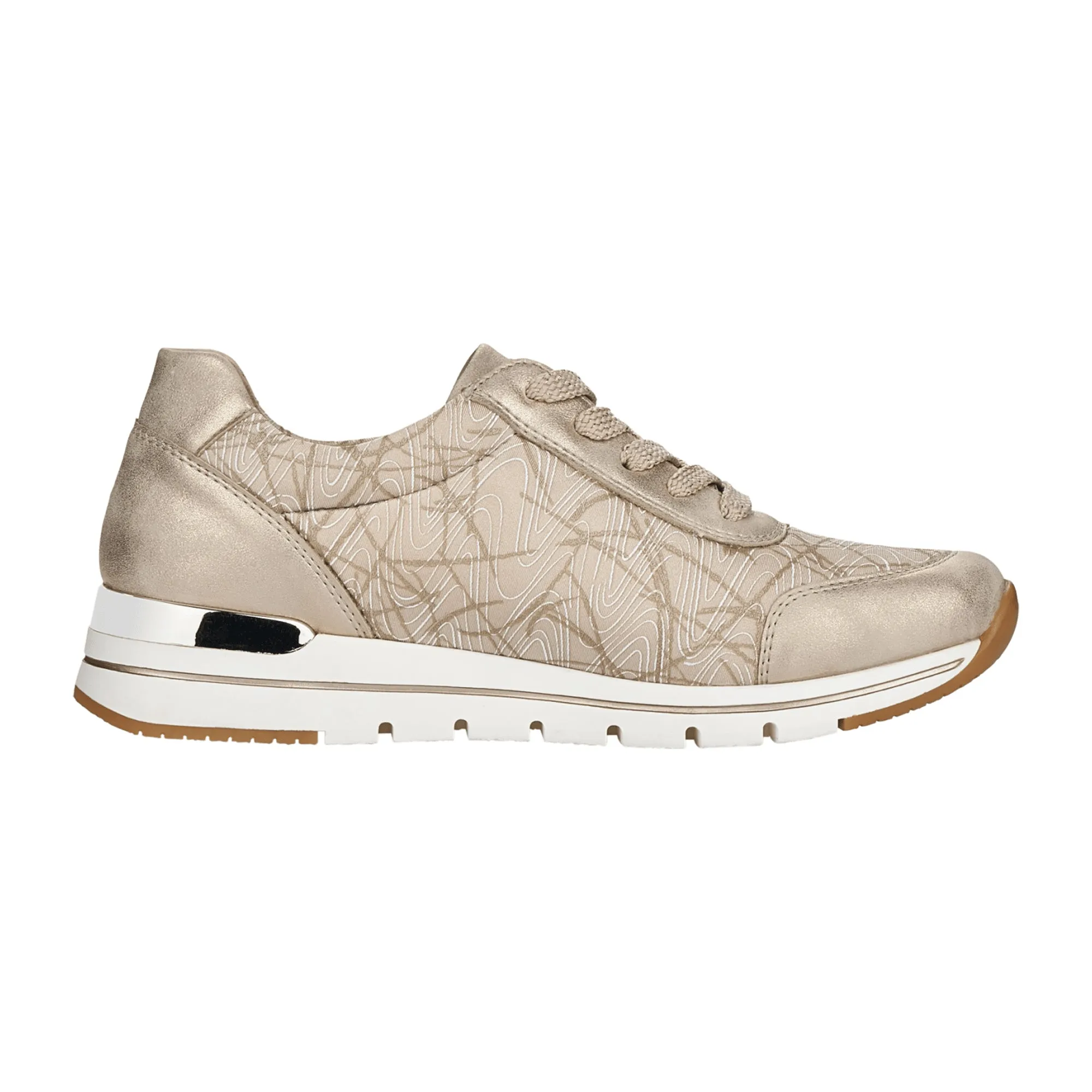 Remonte Women's Gold Sneakers with Skech-Knit Mesh and Memory Foam Insole