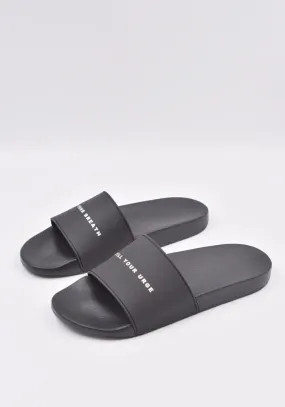 RICK OWENS DRKSHDW DU01C6821 RUBP11 MENS RUBBER SLIDE SANDALS BLACK