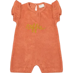 Riffle Amsterdam - Organic Ruffle Sleeve Terry Romper - Riffle Logo