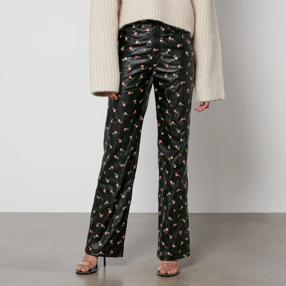 Rotate Birger Christensen Printed Faux Leather Straight-Leg Trousers - DK 40/UK 12 | Coggles