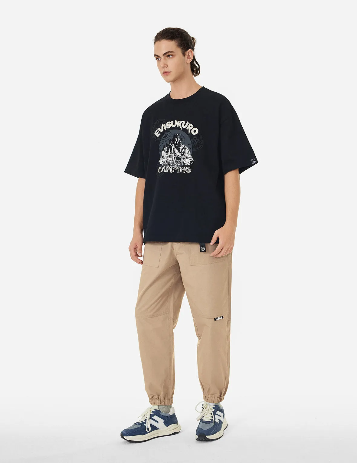 Seagull Embroidery and Logo Print Loose Fit Joggers