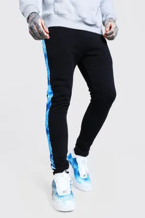 Skinny Fit Tie Dye Panel Joggers | boohooMAN UK