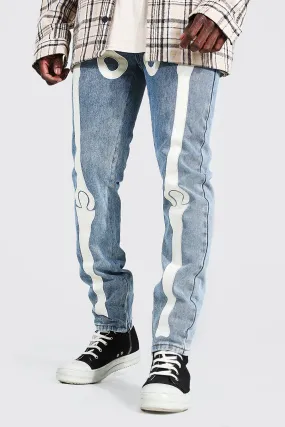 Skinny Rigid Skeleton Applique Jeans