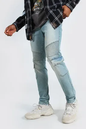 Skinny Stretch Biker Cargo Jeans