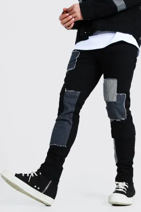 Skinny Stretch Patchwork Jeans