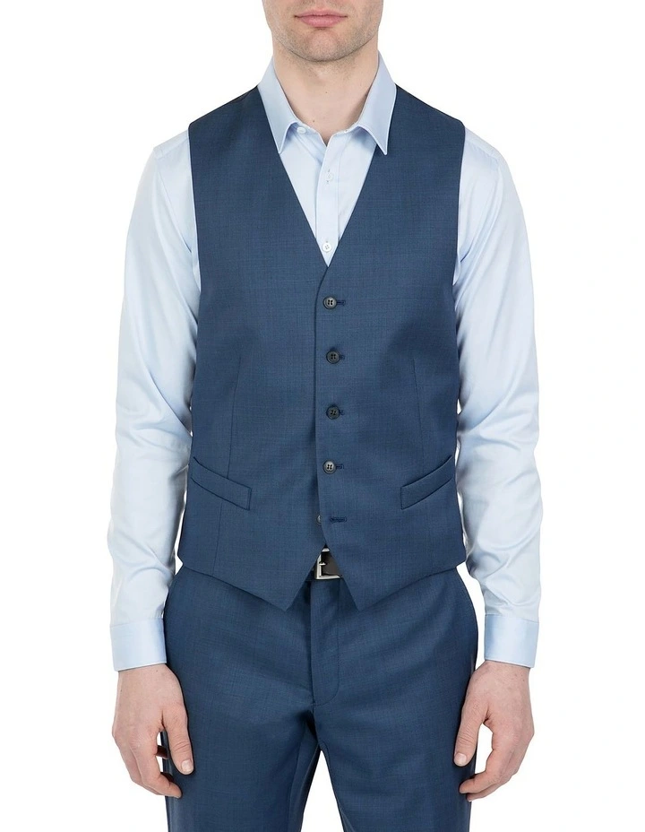 Slim Fit Mighty Blue Wool Vest FGD019