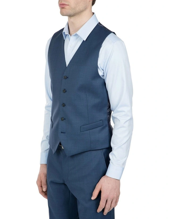 Slim Fit Mighty Blue Wool Vest FGD019