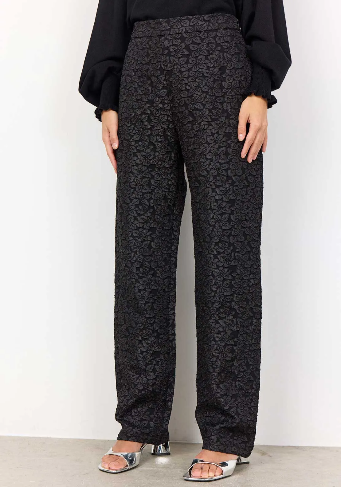 Soyaconcept Nilda Fabirc Flower Trousers, Black