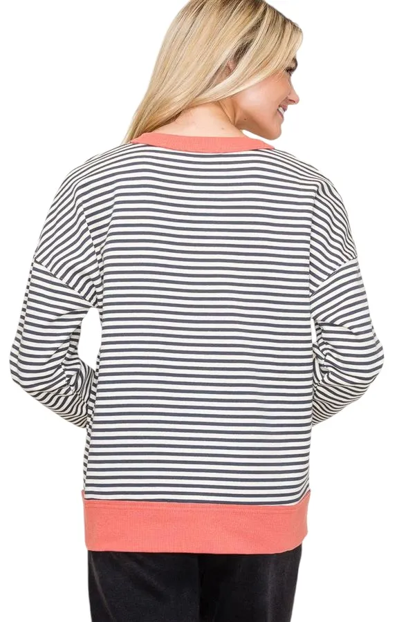 STACCATO TEXTURED STRIPE PULLOVER