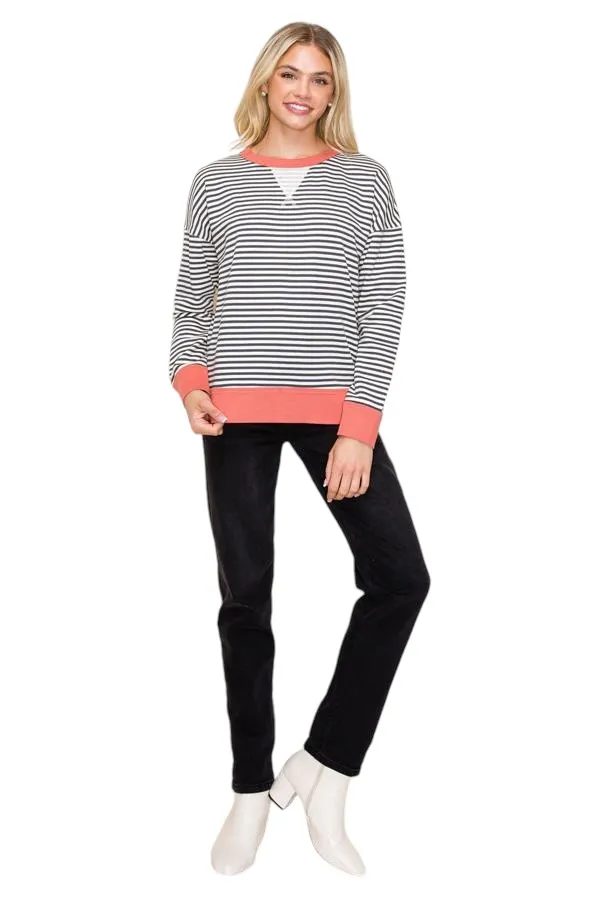 STACCATO TEXTURED STRIPE PULLOVER