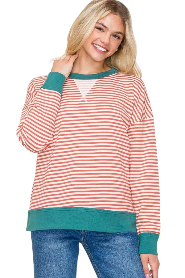 STACCATO TEXTURED STRIPE PULLOVER