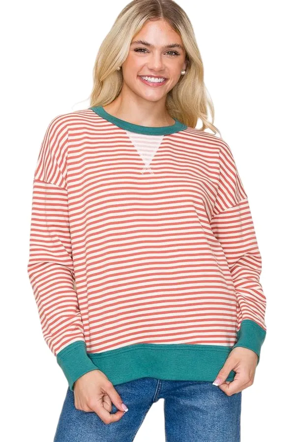 STACCATO TEXTURED STRIPE PULLOVER