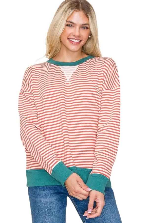 STACCATO TEXTURED STRIPE PULLOVER