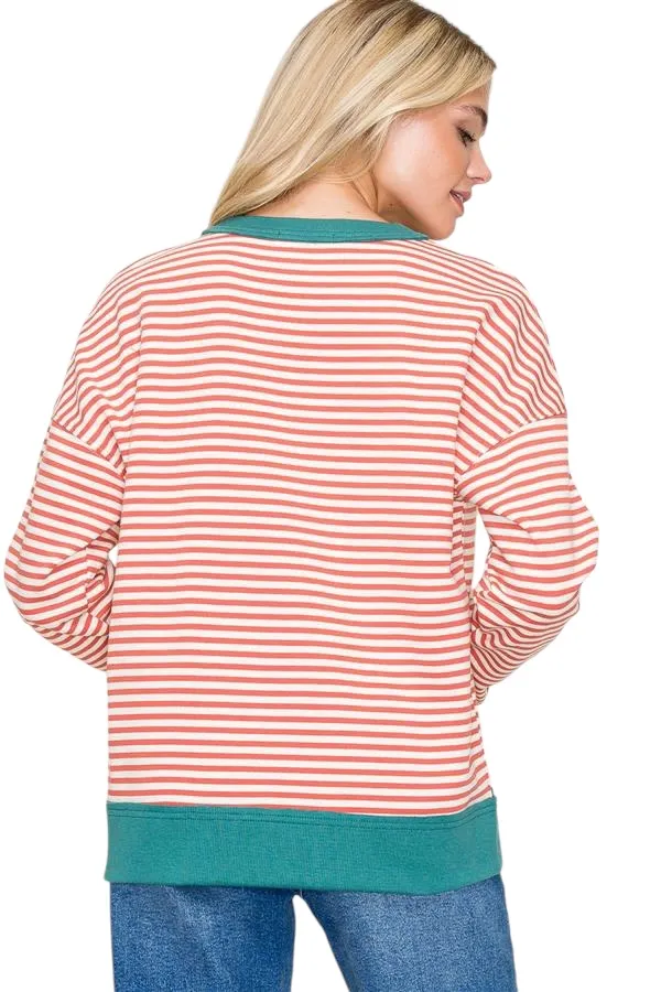 STACCATO TEXTURED STRIPE PULLOVER