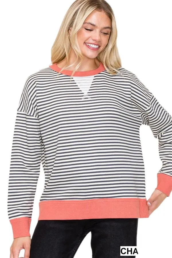 STACCATO TEXTURED STRIPE PULLOVER