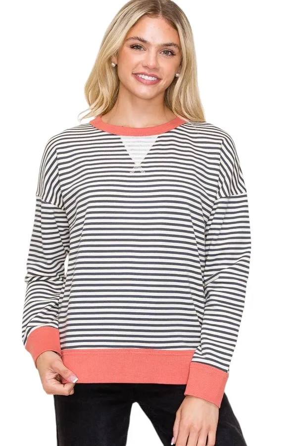 STACCATO TEXTURED STRIPE PULLOVER