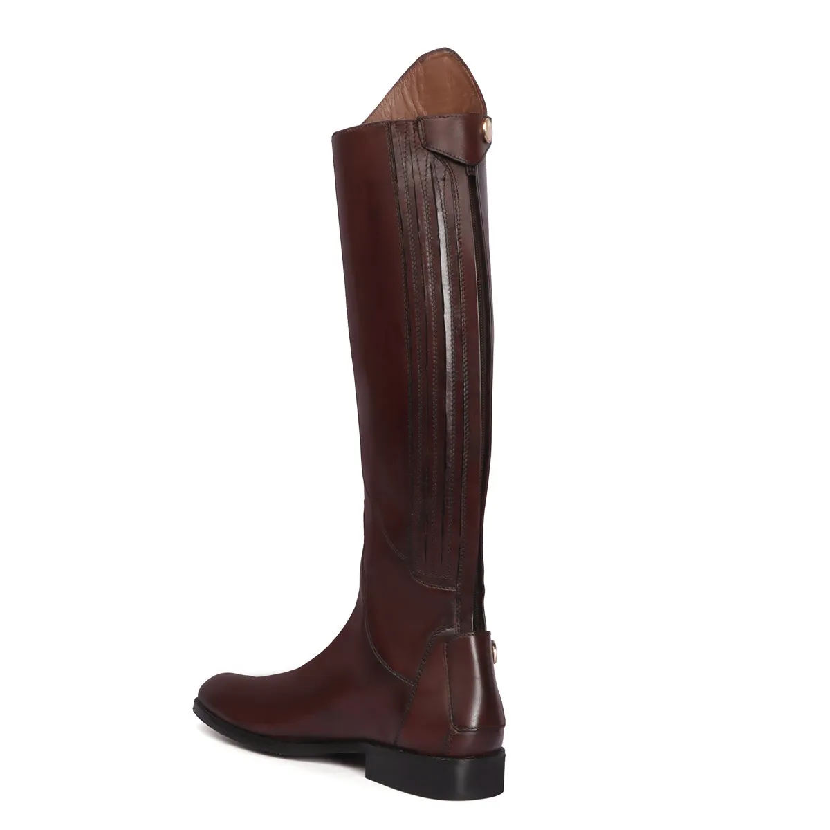 Stitched Zipper Horse Riding Jockey Shoes in Dark Brown Genuine Leather by Brune & Bareskin