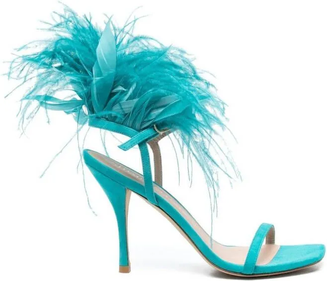 Stuart Weitzman feather-detail open-toe 115mm sandals Blue