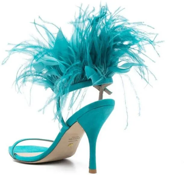 Stuart Weitzman feather-detail open-toe 115mm sandals Blue