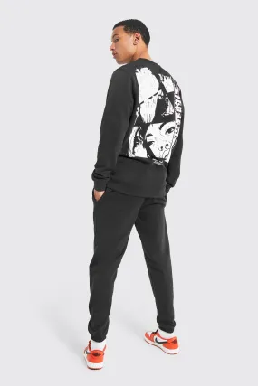 Tall Anime Back Graphic Sweat Tracksuit | boohooMAN UK