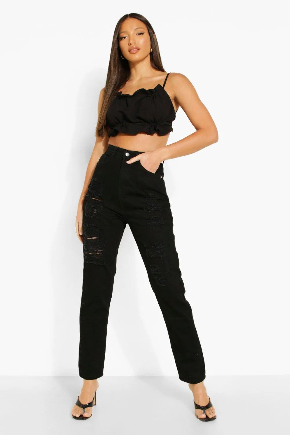 Tall High Rise Extreme Ripped Mom Jeans