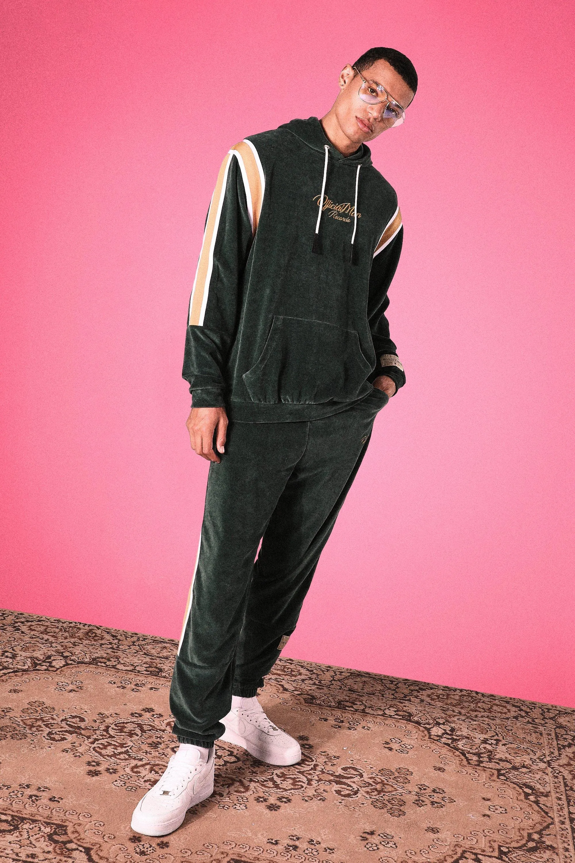 Tall Man Official Velour Oversized Tracksuit | boohooMAN UK