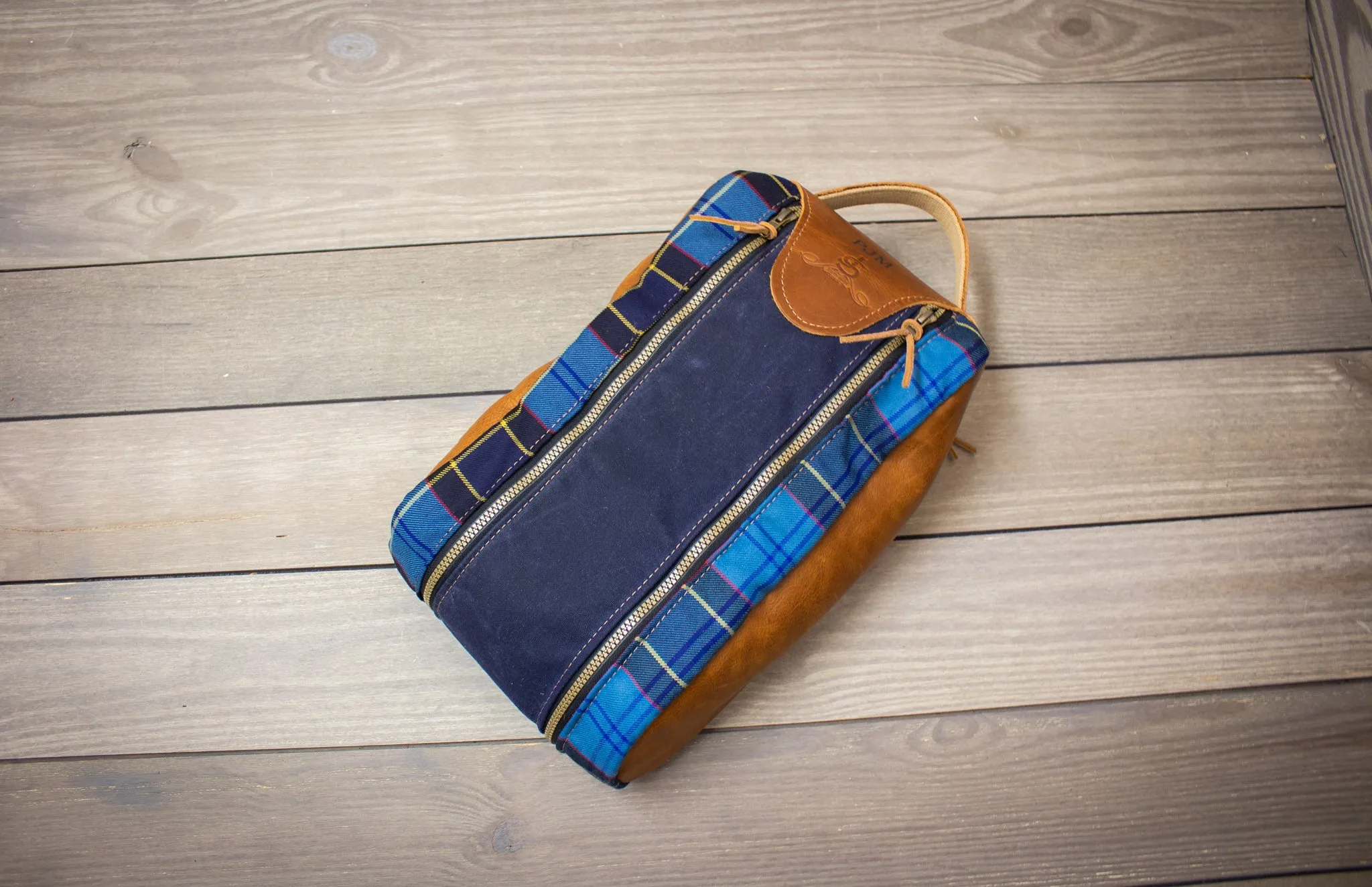 Tartan and Leather Shoe Bag