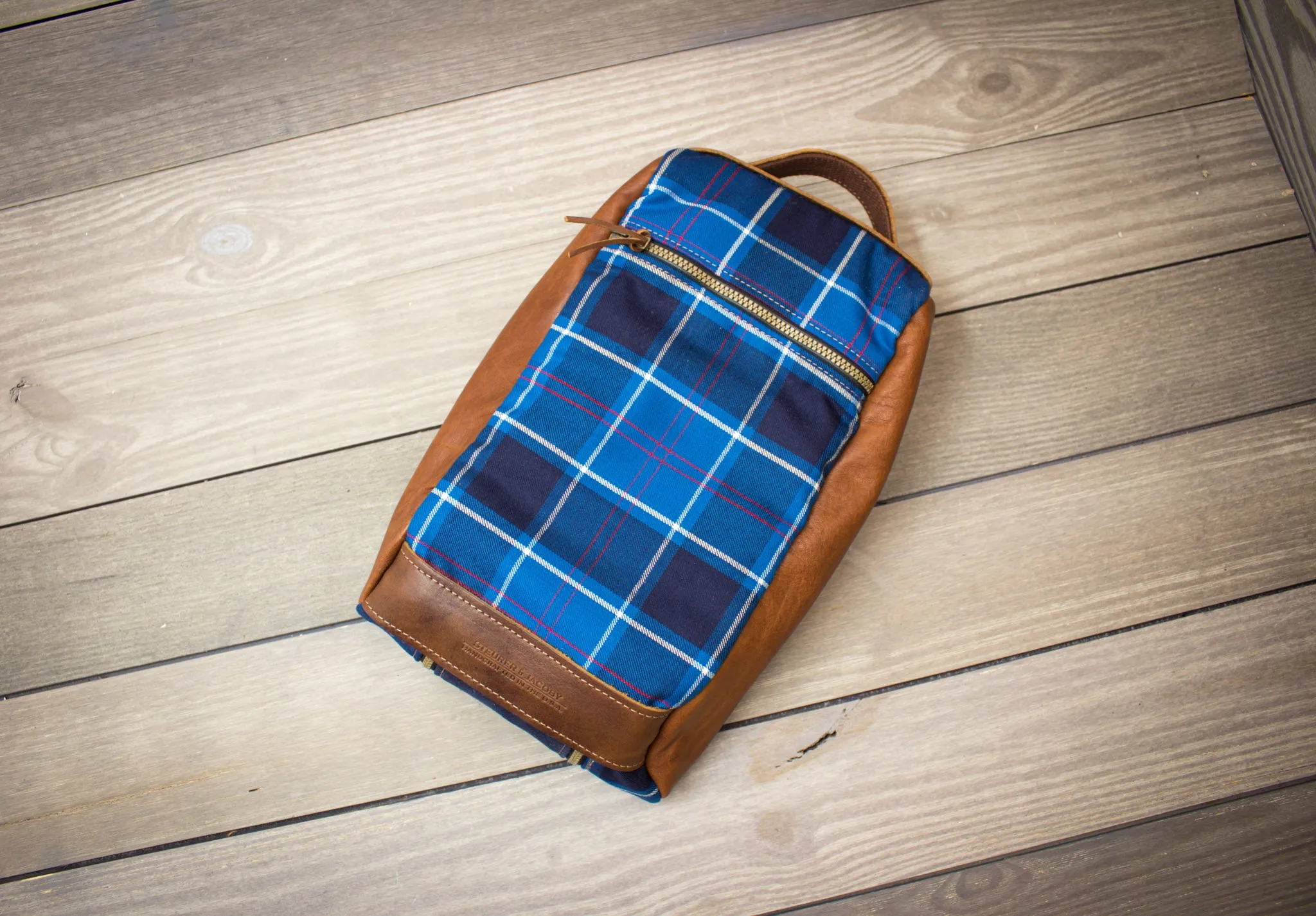 Tartan and Leather Shoe Bag