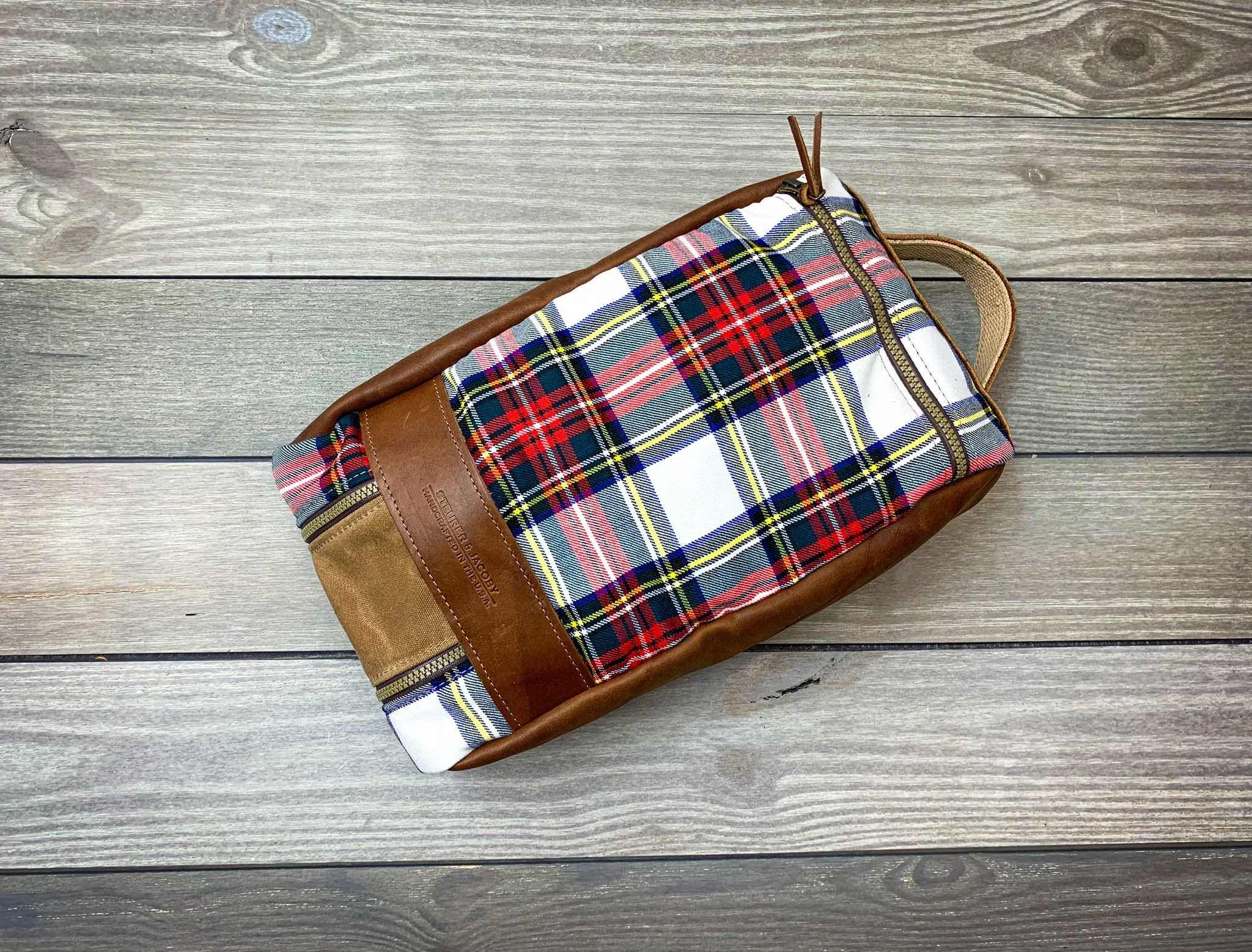 Tartan and Leather Shoe Bag