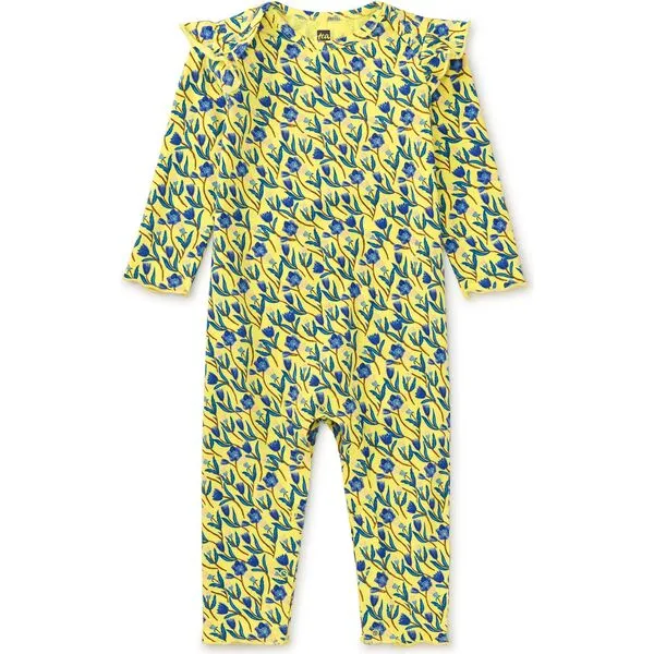 Tea Collection Ruffle Shoulder Baby Romper, Iznik Floral