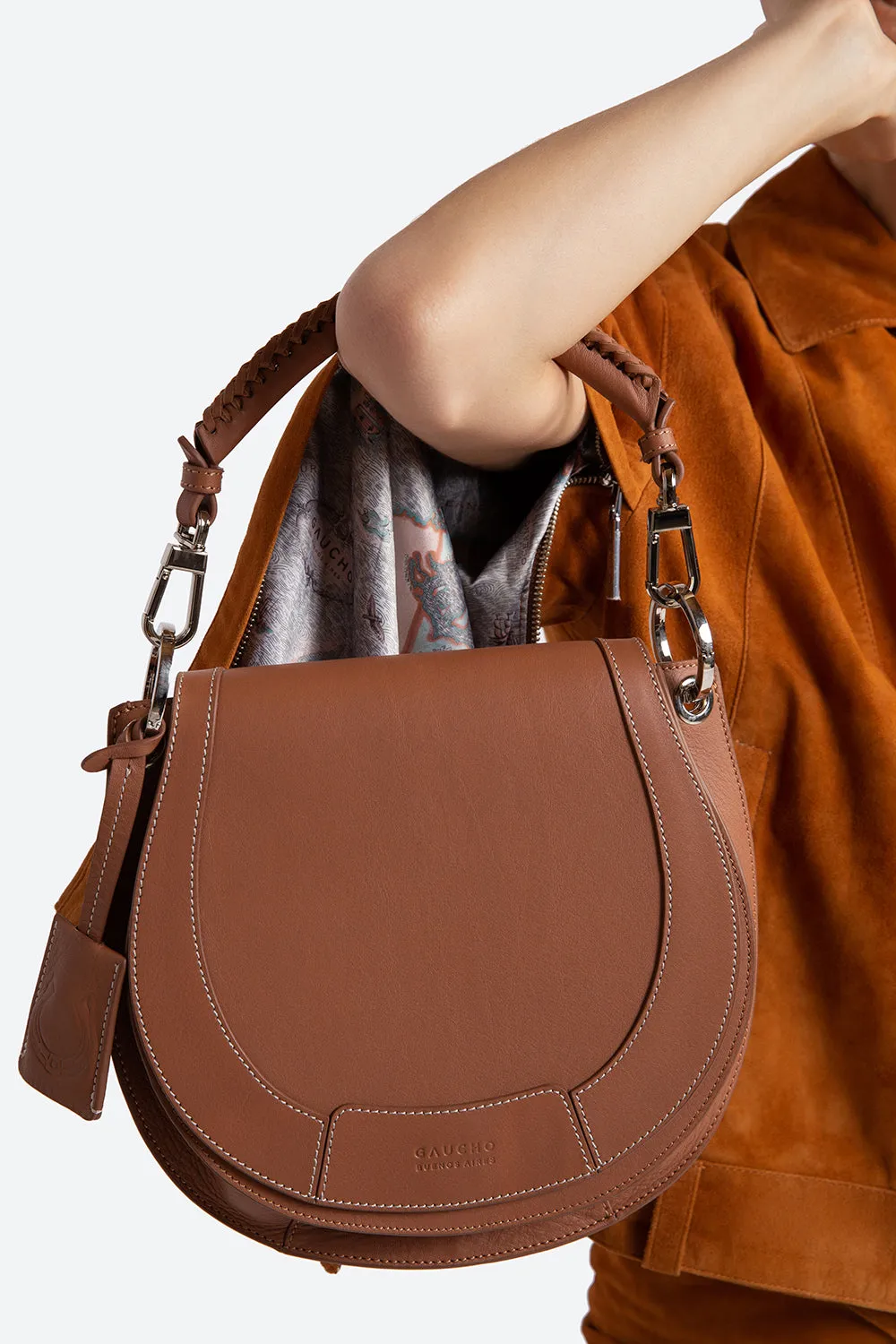 The Lucky Bag, Leather Saddle Bag in Cognac