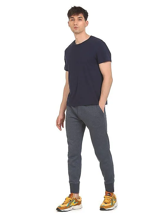 Tommy Hilfiger Men Blue Mid Rise Heathered Luxe Snit Joggers