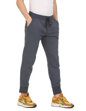 Tommy Hilfiger Men Blue Mid Rise Heathered Luxe Snit Joggers