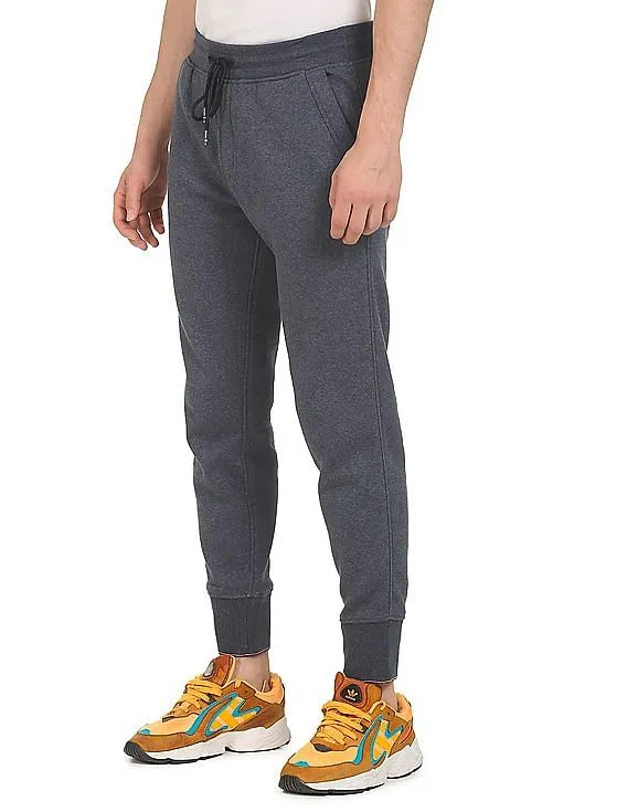 Tommy Hilfiger Men Blue Mid Rise Heathered Luxe Snit Joggers