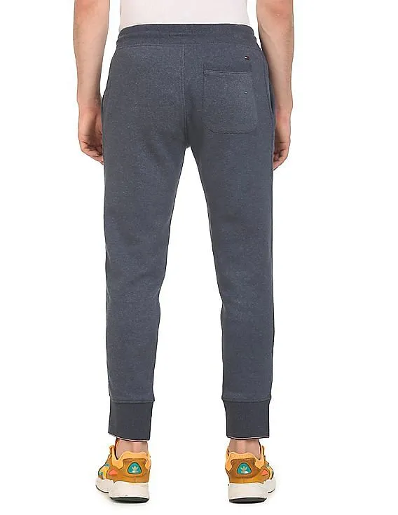 Tommy Hilfiger Men Blue Mid Rise Heathered Luxe Snit Joggers