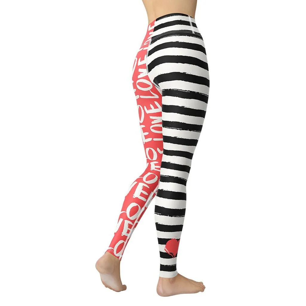 Two-Patterned Valentine's Day Yoga Leggings