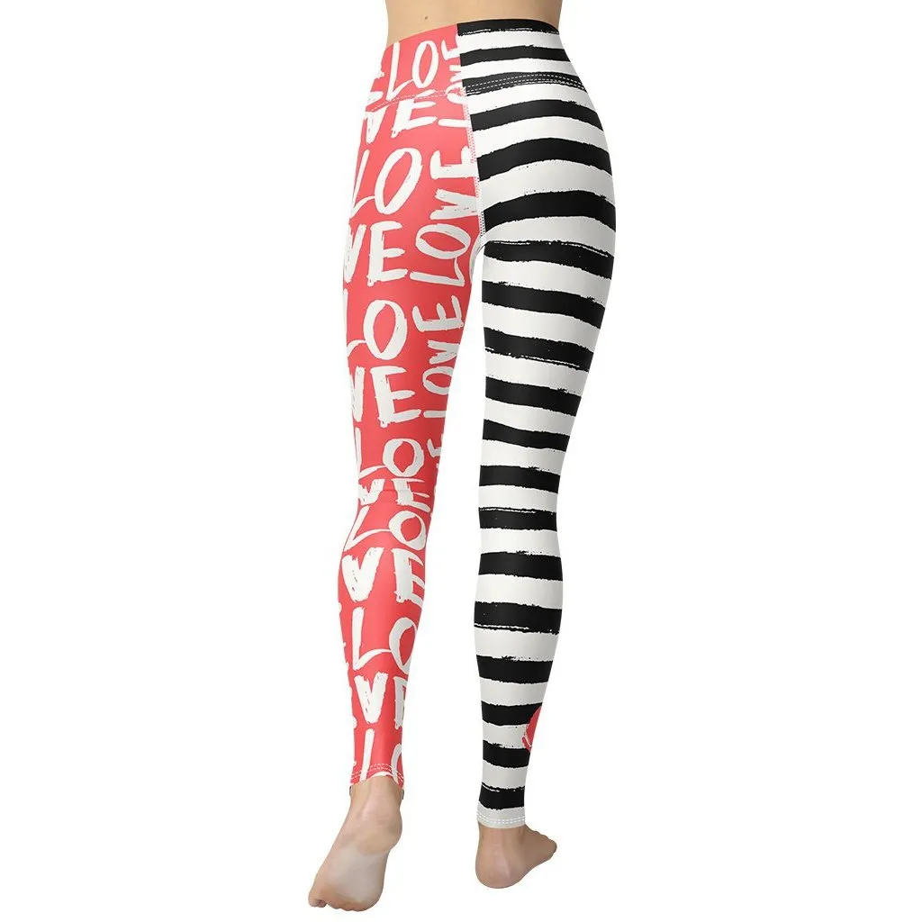 Two-Patterned Valentine's Day Yoga Leggings