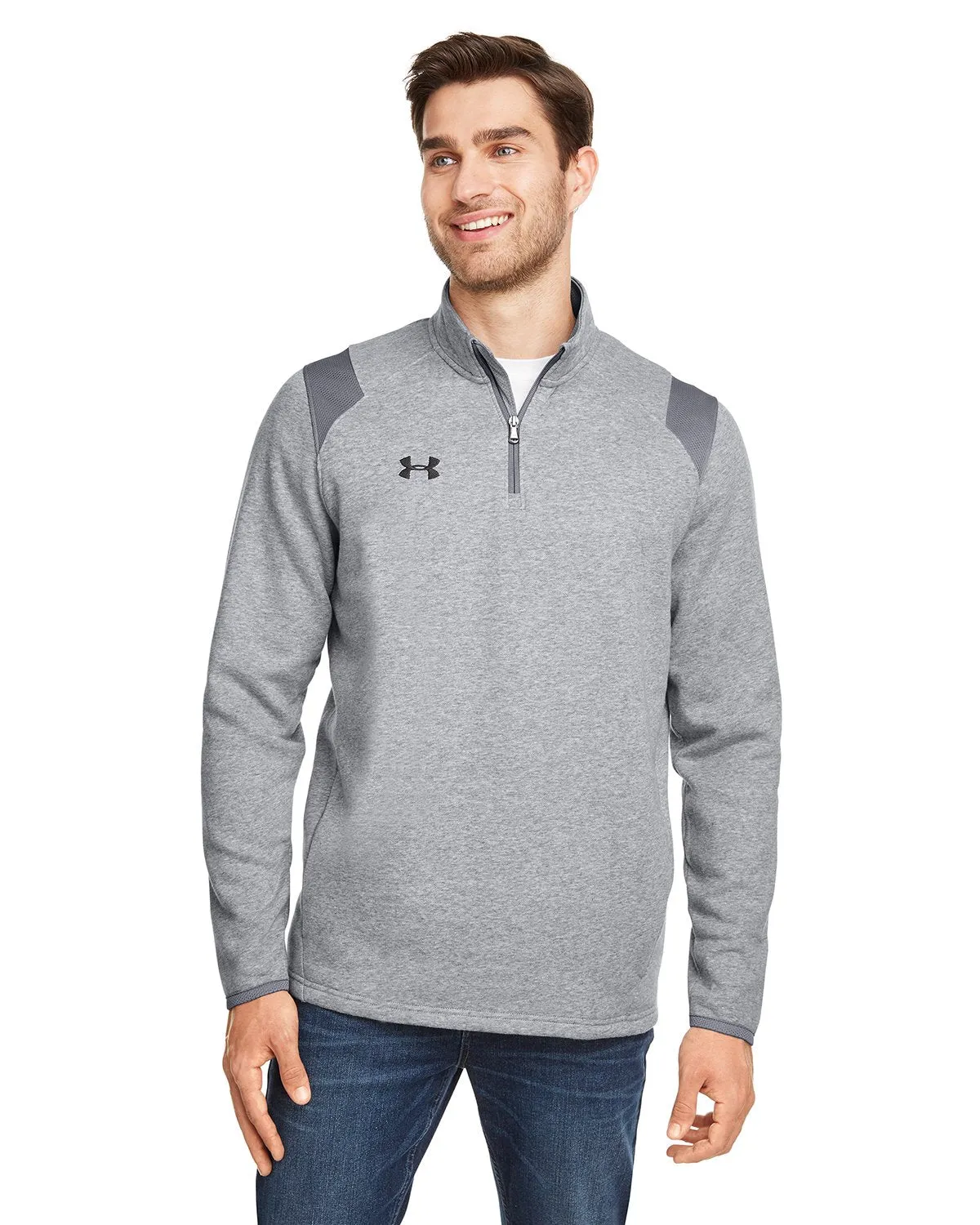 Under Armour Men's Hustle Quarter-Zip Pullover Sweatshirt 1310071 T GR HT/ BK 025