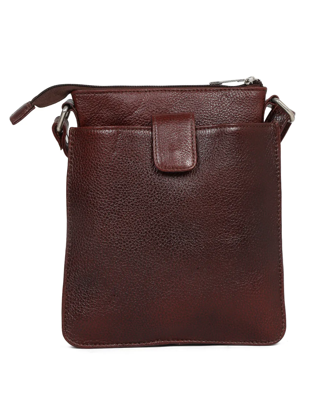 Unisex Brown Leather Sling Bag