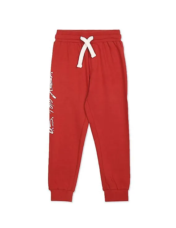 U.S. Polo Assn. Kids Boys Red Mid Rise Solid Joggers