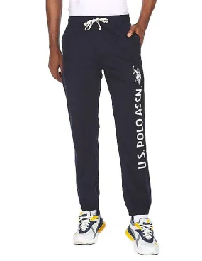 U.S. Polo Assn. Men Navy Elasticized Waist Brand Print Joggers