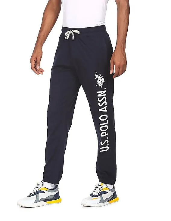 U.S. Polo Assn. Men Navy Elasticized Waist Brand Print Joggers