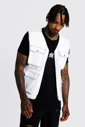 Utility Vest With Contrast Stitch | boohooMAN UK