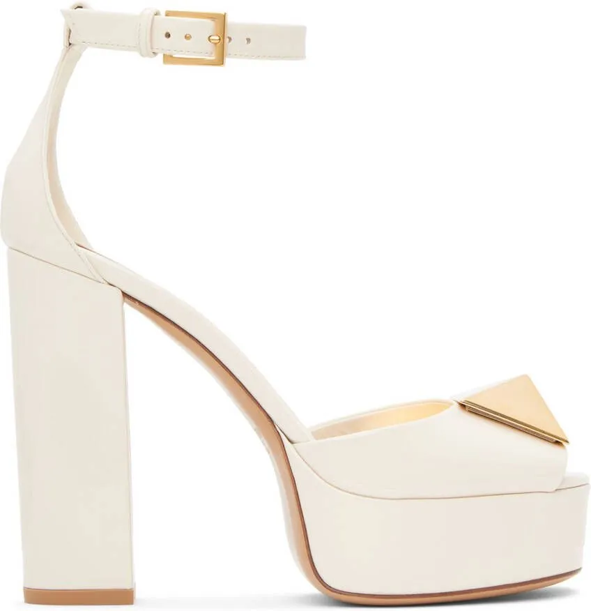 Valentino Garavani Off-White One Stud 120 Heeled Sandals