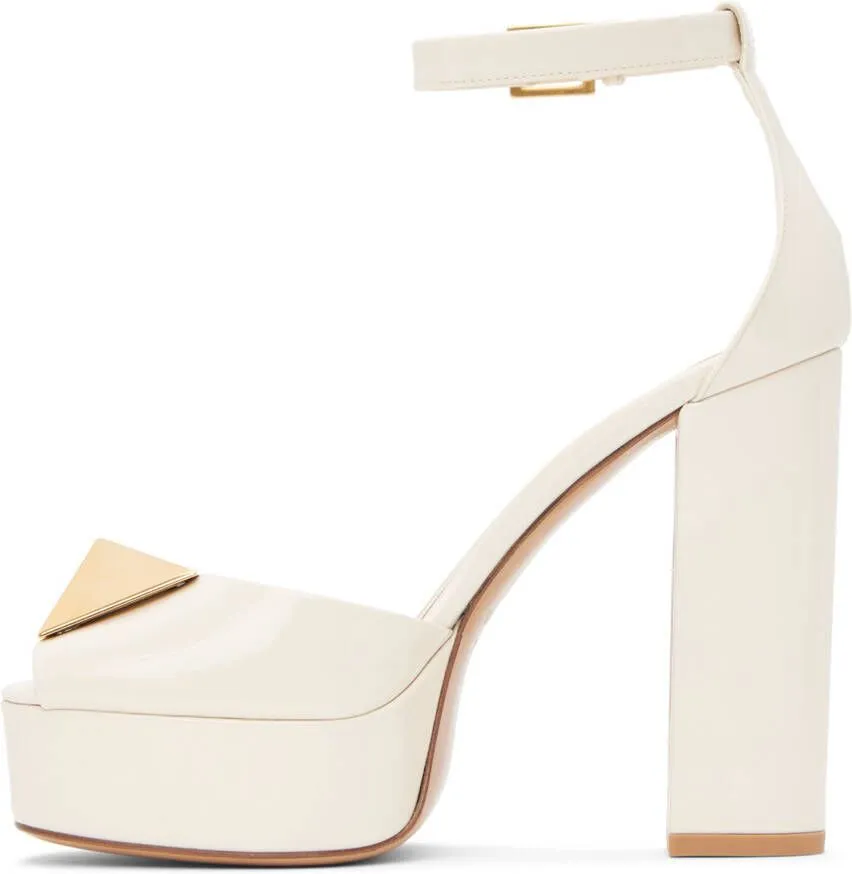 Valentino Garavani Off-White One Stud 120 Heeled Sandals