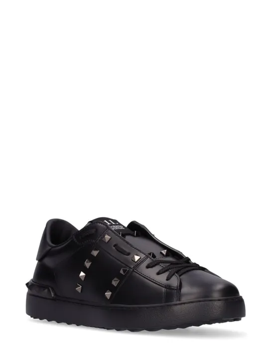 Valentino Garavani   Open Rutenio studs leather sneakers 