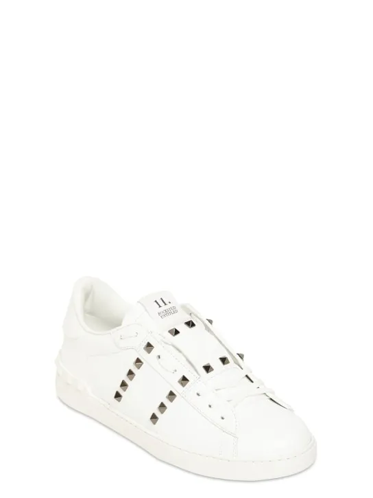 Valentino Garavani   Open Rutenio studs leather sneakers 