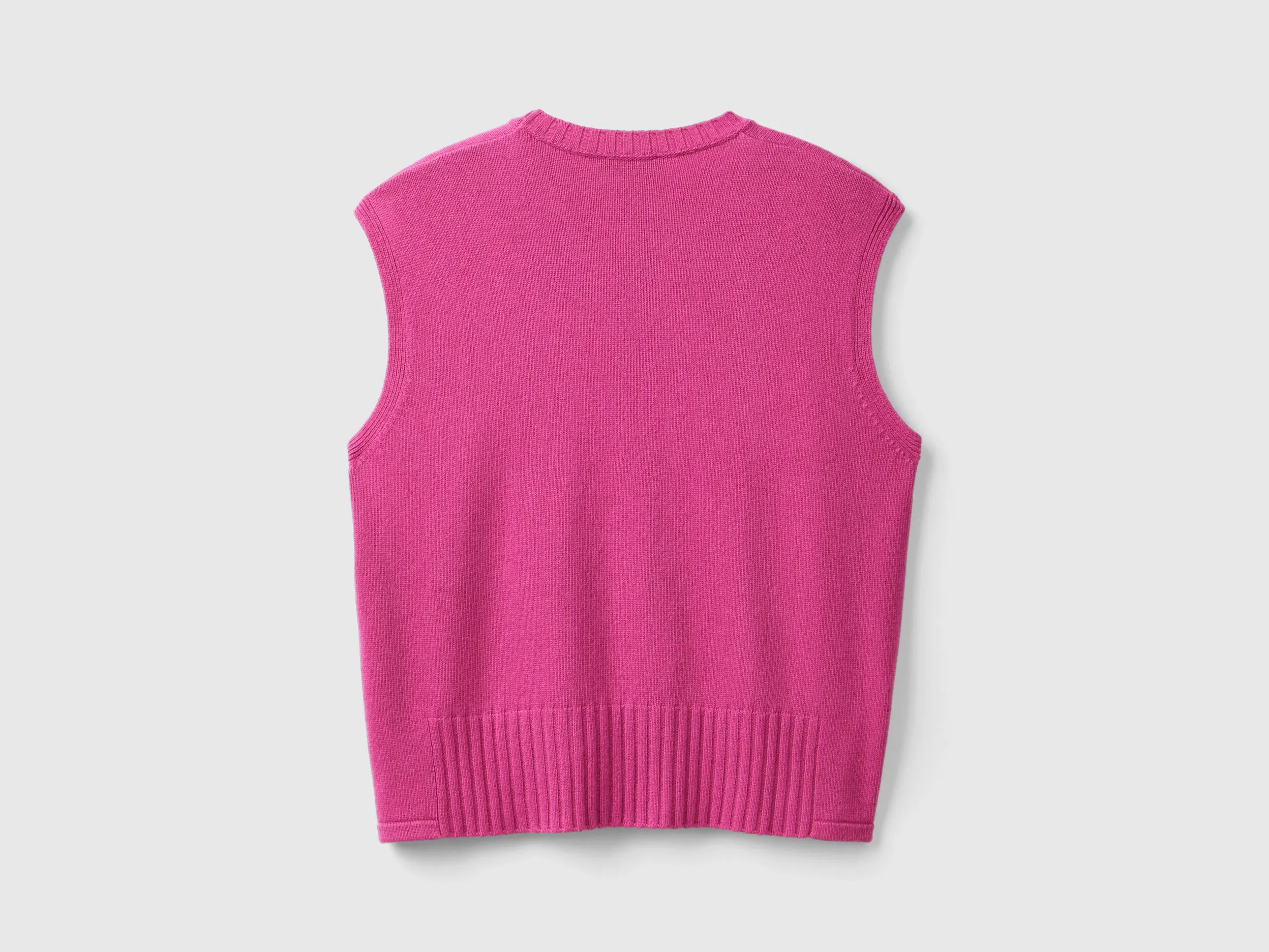 Vest in wool and viscose blend - Cyclamen | Benetton