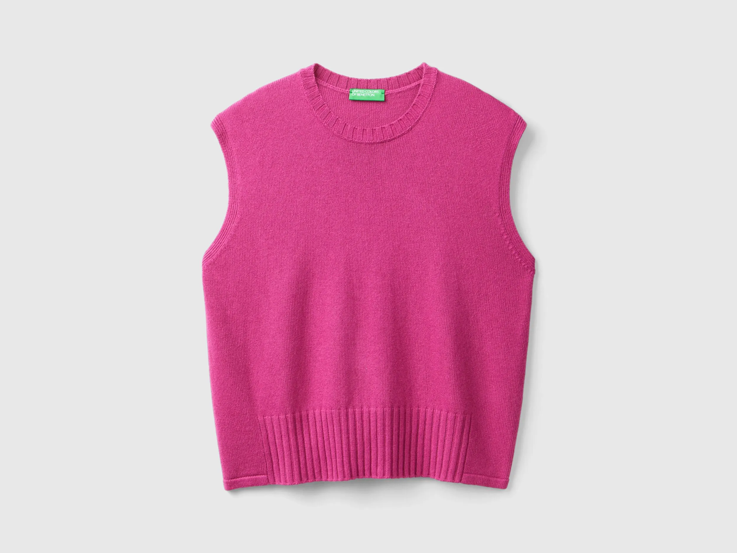 Vest in wool and viscose blend - Cyclamen | Benetton