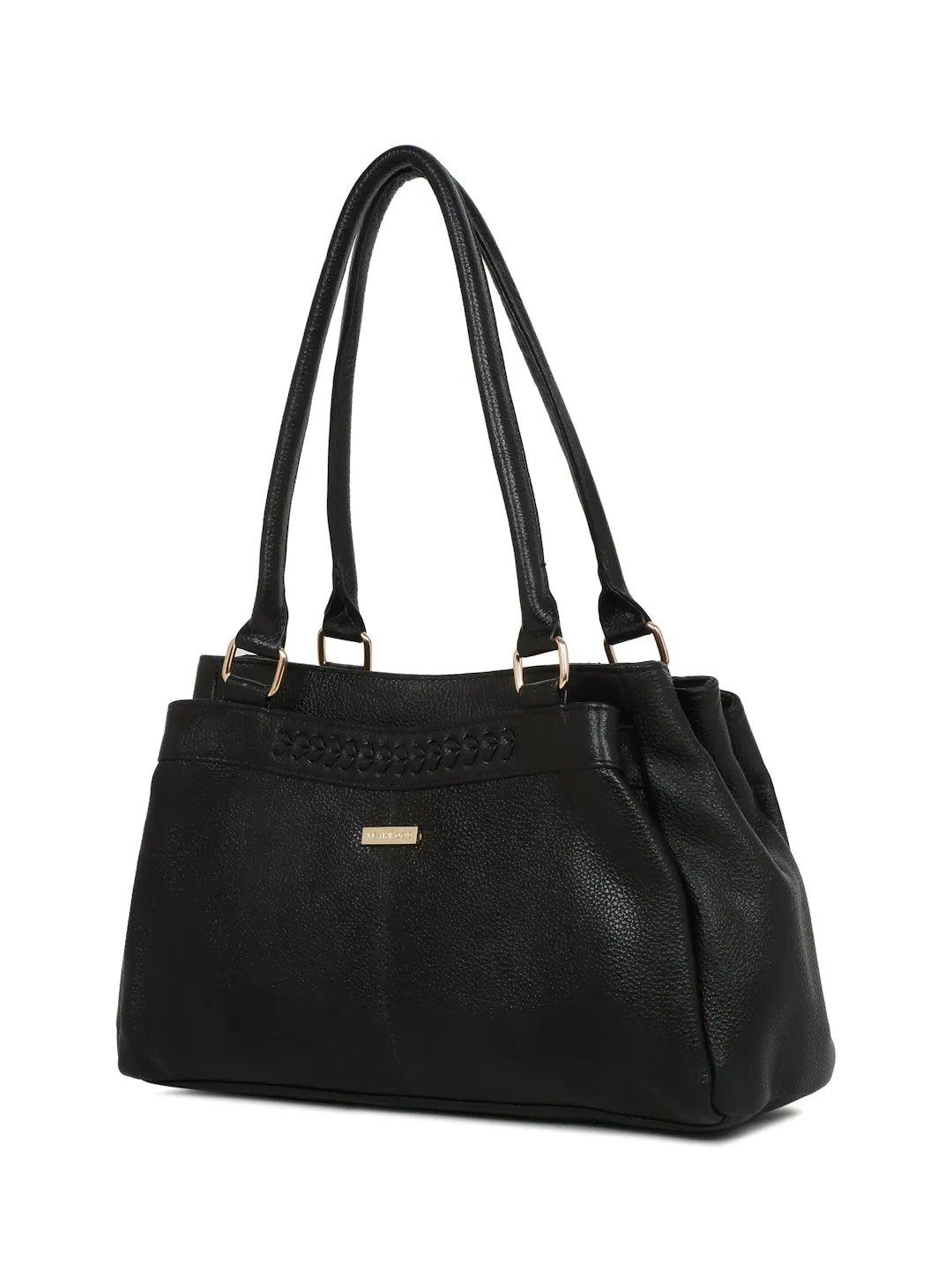 Women Black Leather Handheld bag